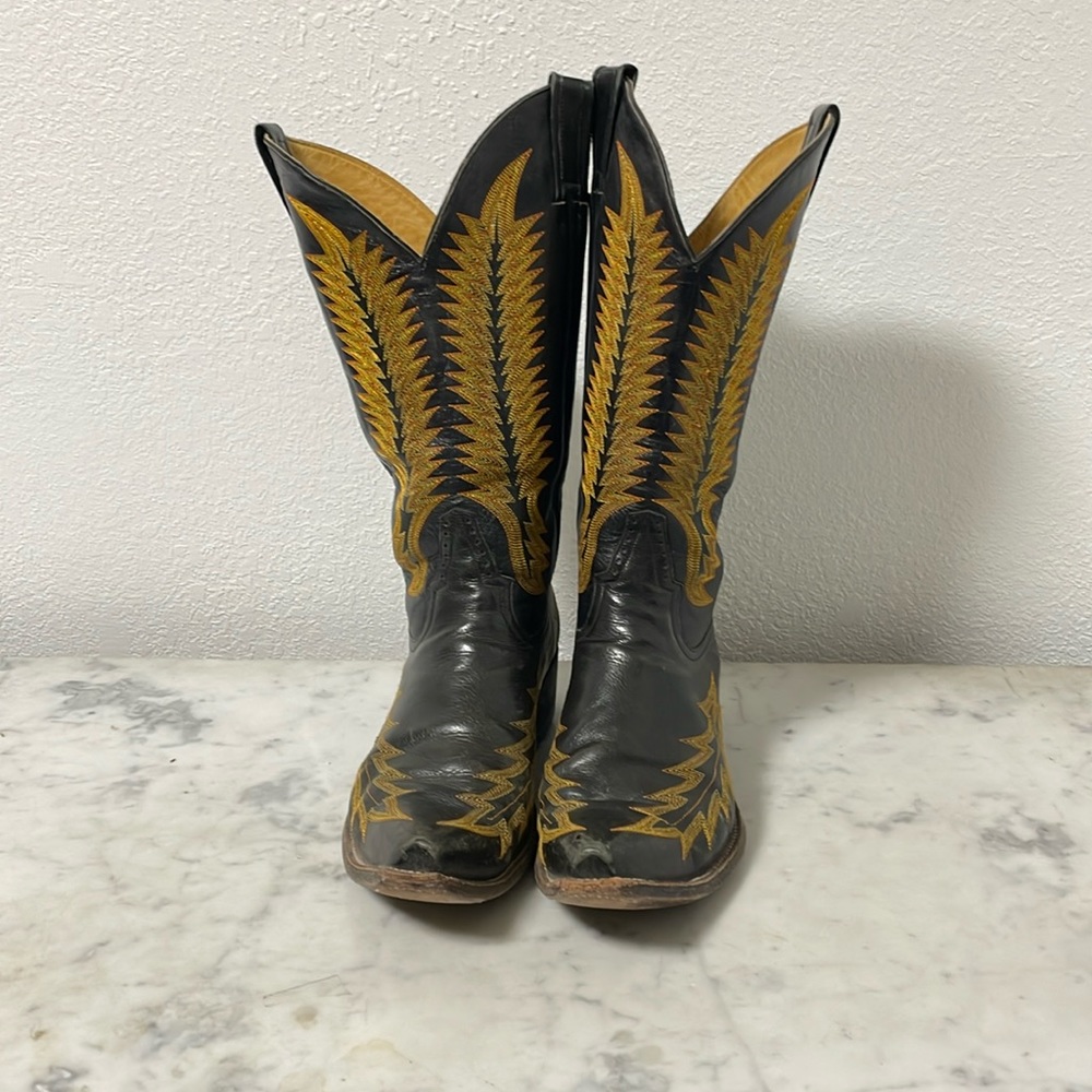 Men’s 10.5 D Rod Patrick Black & Yellow Cowboy Cowgirl boots